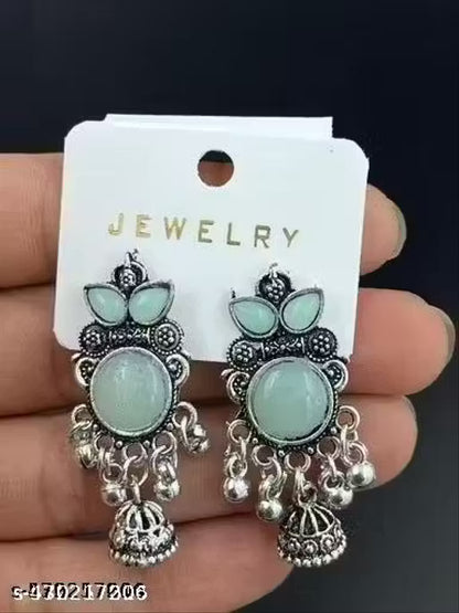 Mega Best-Seller Oxidised Silver Jhumka Set (Pack of 4) – Traditional Multicolor Festive Earrings