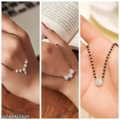 Elite Fancy Minimalist Single Strand Mangalsutra – Gold Plated with American Diamond