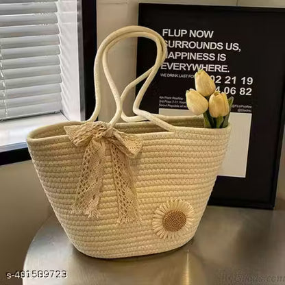 BABELIENE LOVER Pure Cotton Boho Tote Bag – Handmade Bohemian Shoulder Purse