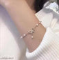 Chic Gold-Plated Bow & Pearl Bracelet with Sparkling American Diamonds
