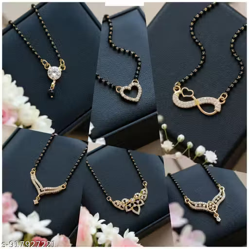 Pack of 6 Shimmering Minimalist Mangalsutras – Daily Wear Gold Plated Combo for Women