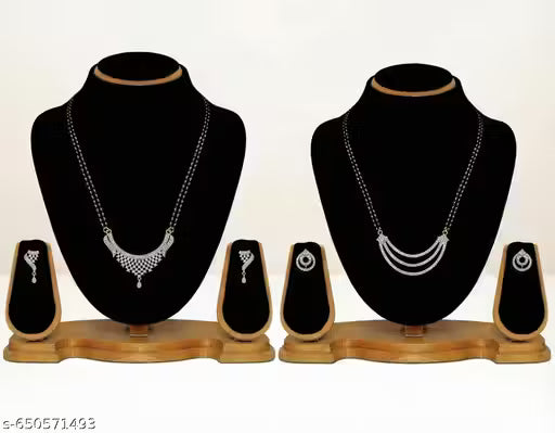 Diva Graceful Gold-Plated Mangalsutra Set – Minimalist CZ Pendant with Matching Earrings