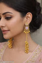 Twinkling Charming Kashmiri Pearl Earrings – Gold Plated Long Ethnic Danglers